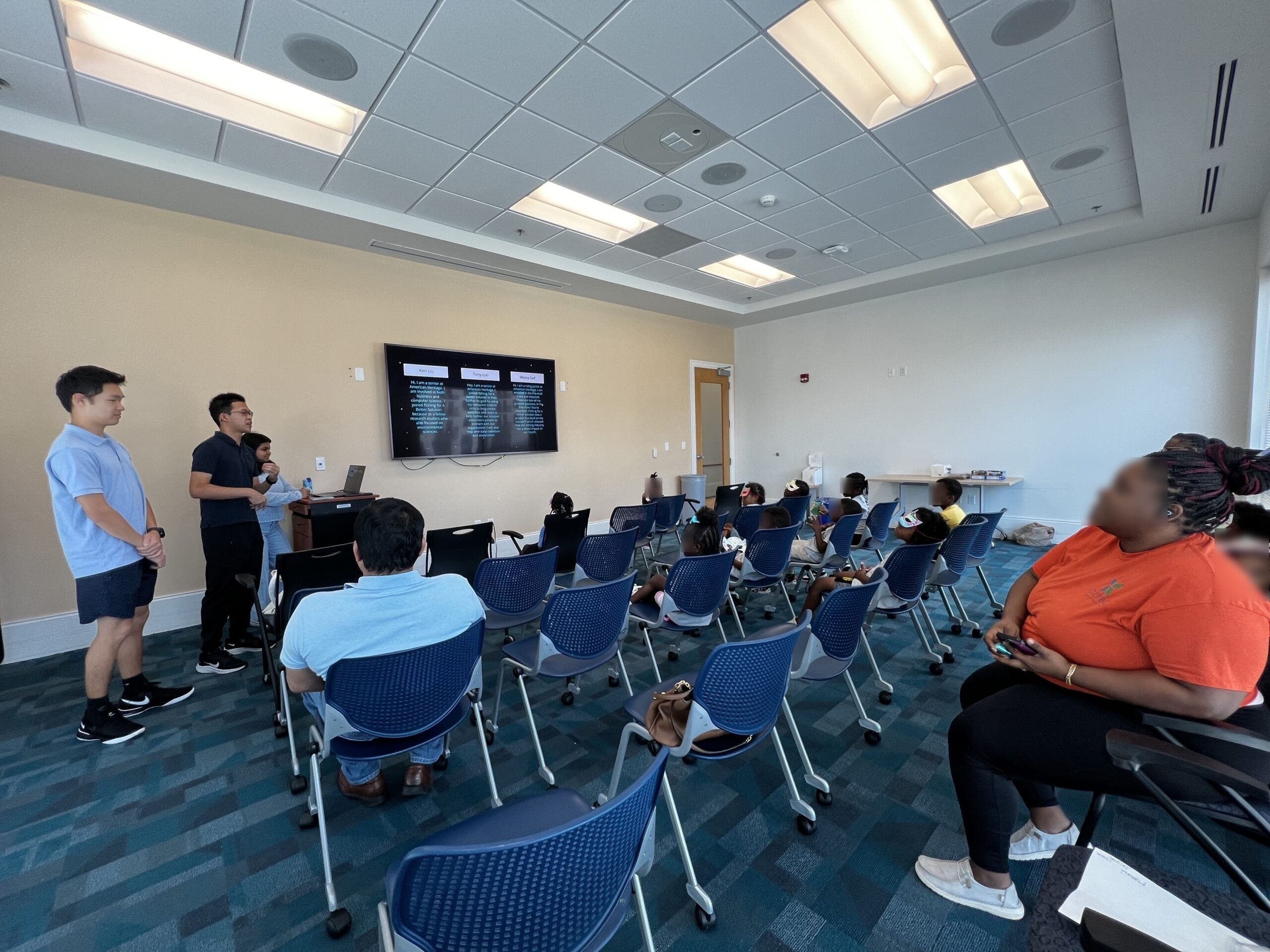 Presentation to students in library classroom
